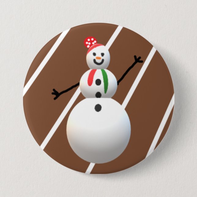 Macaron Rond 7,6 Cm Bouton de Noël moche Snowman (Devant)