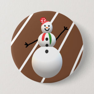 Macaron Rond 7,6 Cm Bouton de Noël moche Snowman
