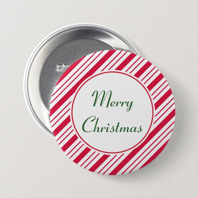 Macaron Rond 7,6 Cm Bouton de Noël Pepperment (Devant & derrière)