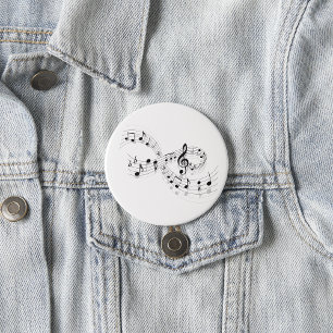 Macaron Rond 7,6 Cm Bouton De Notes De Musique Sur Une Ligne De Partit