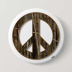 Macaron Rond 7,6 Cm Bouton de paix en bois