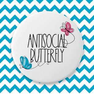 Macaron Rond 7,6 Cm Bouton de papillon antisocial drôle