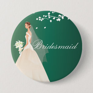 Macaron Rond 7,6 Cm Bouton de partie de jeune mariée de demoiselle