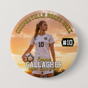 Macaron Rond 7,6 Cm Bouton de photo de football personnalisé