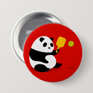 Macaron Rond 7,6 Cm Bouton de Pickleball : "Panda de Pickleball "