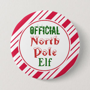 Macaron Rond 7,6 Cm Bouton de pin d'elfe de Noël drôle