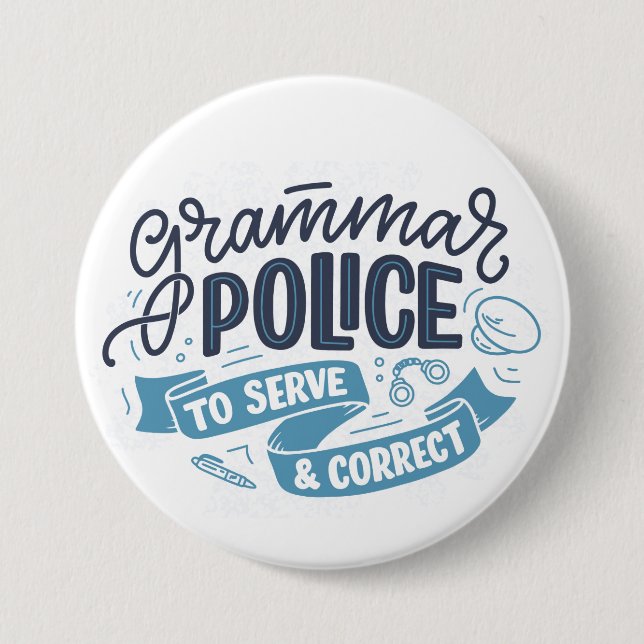 Macaron Rond 7,6 Cm Bouton de police de grammaire (Devant)