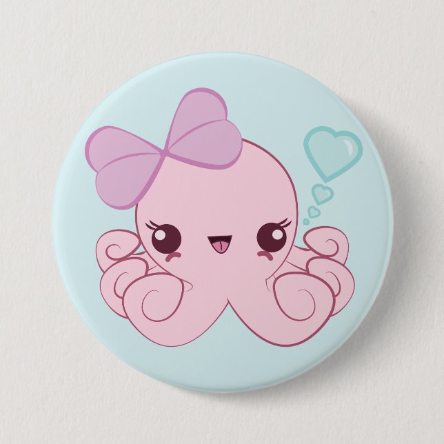 Macaron Rond 7,6 Cm Bouton de poulpe de Kawaii (Devant)
