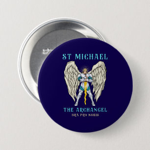 Macaron Rond 7,6 Cm Bouton de prière catholique Saint-Michel l'Archang