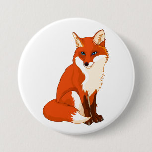 Macaron Rond 7,6 Cm Bouton de Renard Mignon Assis