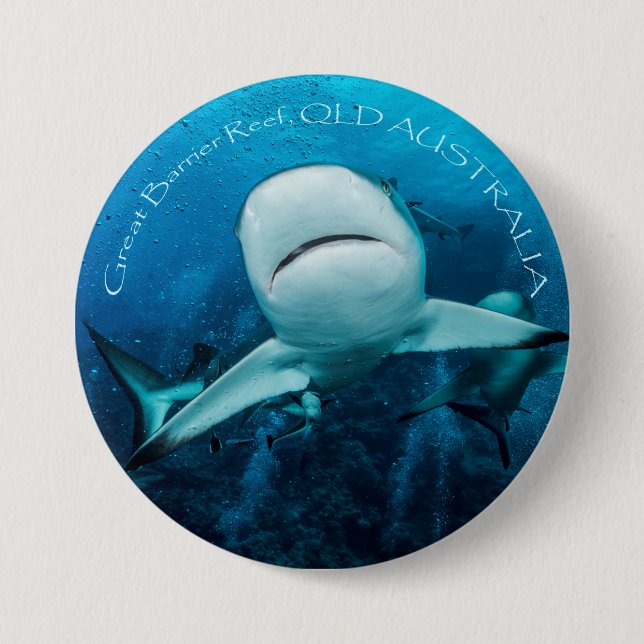 Macaron Rond 7,6 Cm Bouton de requin de récif (Devant)