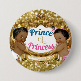 Macaron Rond 7,6 Cm Bouton de révélation de genre Prince ou Princesse 