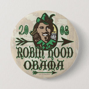 Macaron Rond 7,6 Cm Bouton de Robin Hood Obama