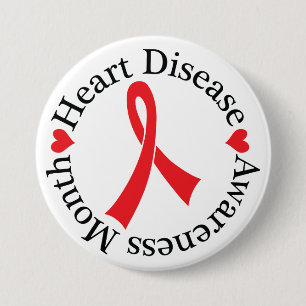 Macaron Rond 7,6 Cm Bouton de ruban de conscience de maladie cardiaque