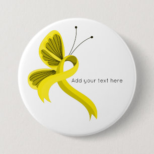 Macaron Rond 7,6 Cm Bouton de ruban de sensibilisation jaune