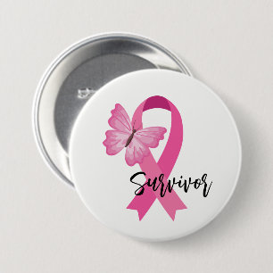 Macaron Rond 7,6 Cm Bouton de ruban rose du cancer du sein