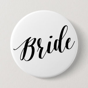 Macaron Rond 7,6 Cm Bouton de script noir de mariée
