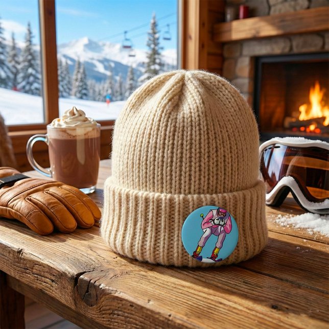 Macaron Rond 7,6 Cm Bouton de ski alpin (Créateur téléchargé)