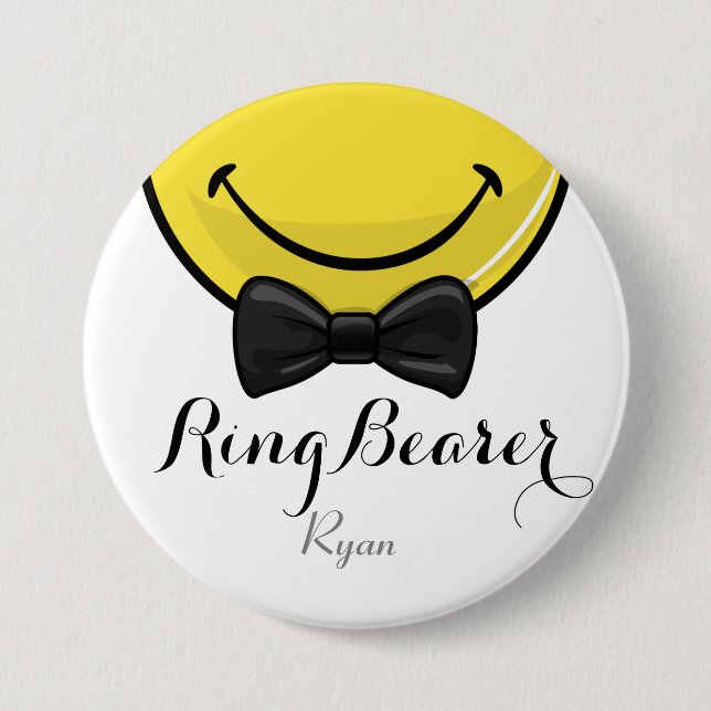 Macaron Rond 7,6 Cm Bouton de sourire de mariage de RingBearer (Devant)