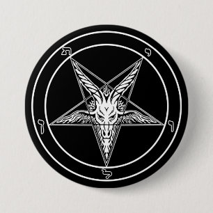 Macaron Rond 7,6 Cm Bouton de style ancien de Baphomet - grands 3