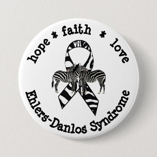 Macaron Rond 7,6 Cm Bouton de support Zebras pour EDS Awareness Ribbon