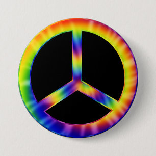 Macaron Rond 7,6 Cm Bouton de symbole de paix de colorant de cravate