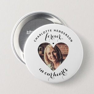Macaron Rond 7,6 Cm Bouton de Tribute Photo de Coeur 'À jamais dans no