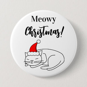 Macaron Rond 7,6 Cm Bouton de vacances de Noël Meowy drôle