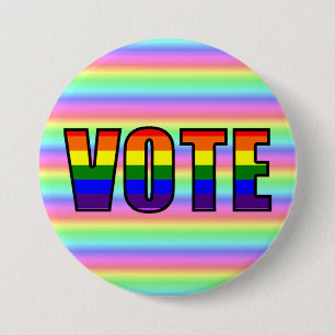 Macaron Rond 7,6 Cm Bouton de vote LGBT Arc-en-ciel