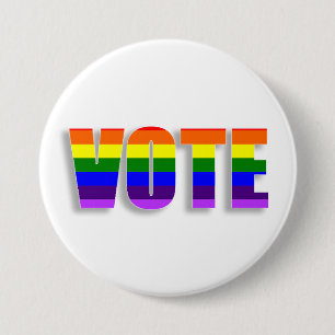 Macaron Rond 7,6 Cm Bouton de vote LGBT Arc-en-ciel