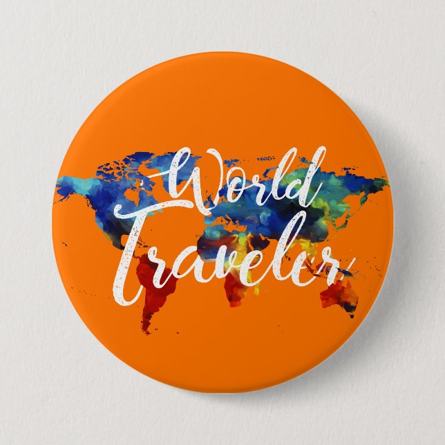 MACARON ROND 7,6 CM BOUTON DE VOYAGEUR DU MONDE (Devant)