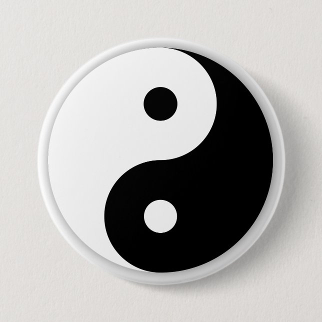 Macaron Rond 7,6 Cm Bouton de Yin Yang (Devant)