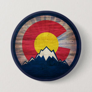 Macaron Rond 7,6 Cm Bouton d'épingle du drapeau du Colorado en bois r