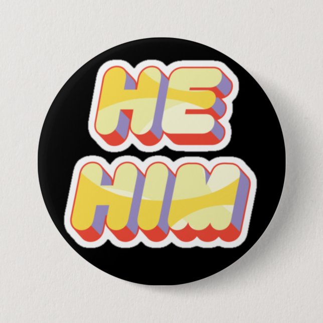 Macaron Rond 7,6 Cm Bouton des pronoms He/Him de transsexuel (Devant)