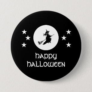 Macaron Rond 7,6 Cm Bouton d'Halloween, Noir