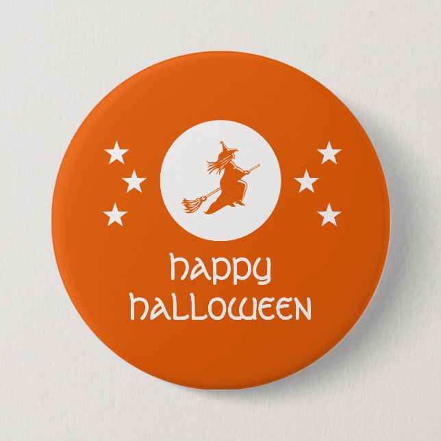 Macaron Rond 7,6 Cm Bouton d'Halloween, orange (Devant)