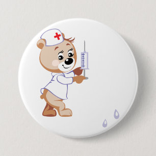 Macaron Rond 7,6 Cm Bouton d'infirmière d'ours de nounours