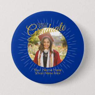 Macaron Rond 7,6 Cm Bouton diplômé étoile 2026 (bleu)