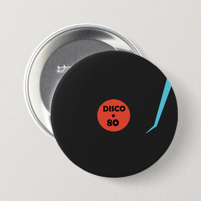 Macaron Rond 7,6 Cm Bouton Disco 80 Dance (Devant & derrière)
