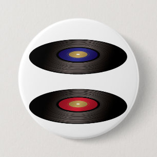 Macaron Rond 7,6 Cm Bouton Disques Vinyles