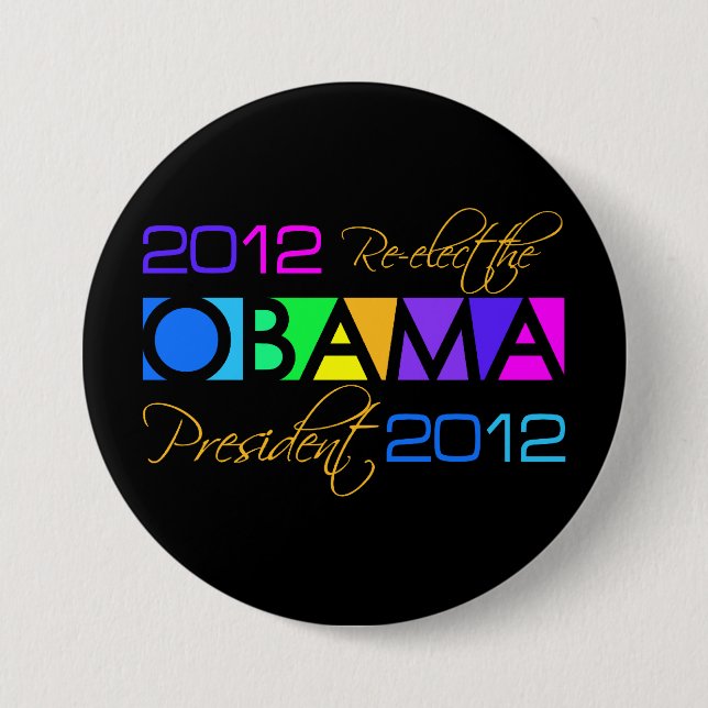 Macaron Rond 7,6 Cm Bouton d'OBAMA 2012 (Devant)