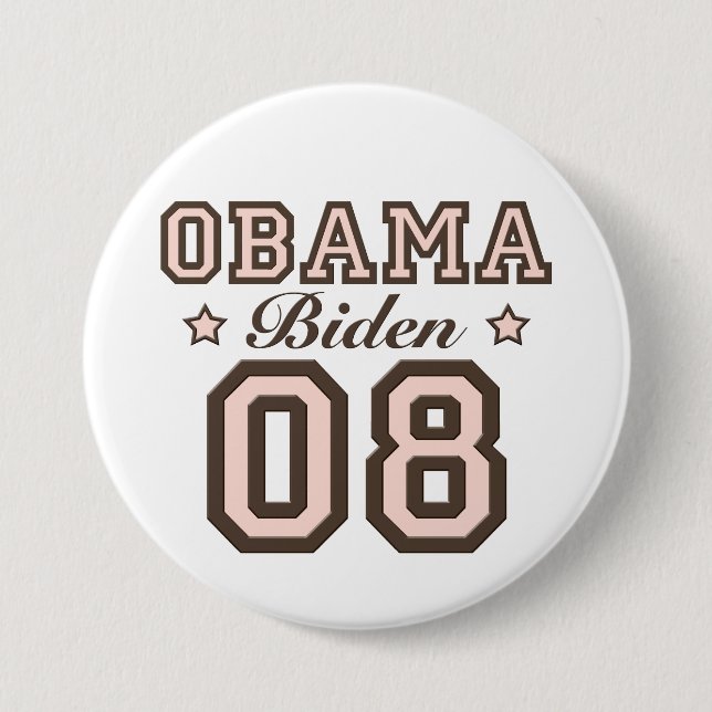 Macaron Rond 7,6 Cm Bouton d'Obama Biden 08 (Devant)