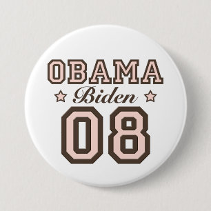 Macaron Rond 7,6 Cm Bouton d'Obama Biden 08