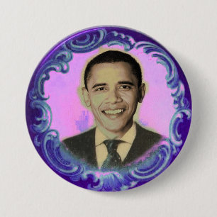 Macaron Rond 7,6 Cm Bouton d'Obama Blacklight