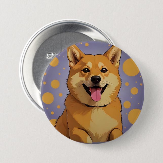 Macaron Rond 7,6 Cm Bouton Doge amant conception (Devant & derrière)