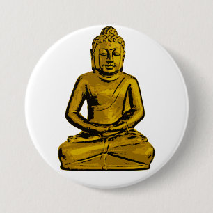 Macaron Rond 7,6 Cm Bouton d'or de Bouddha