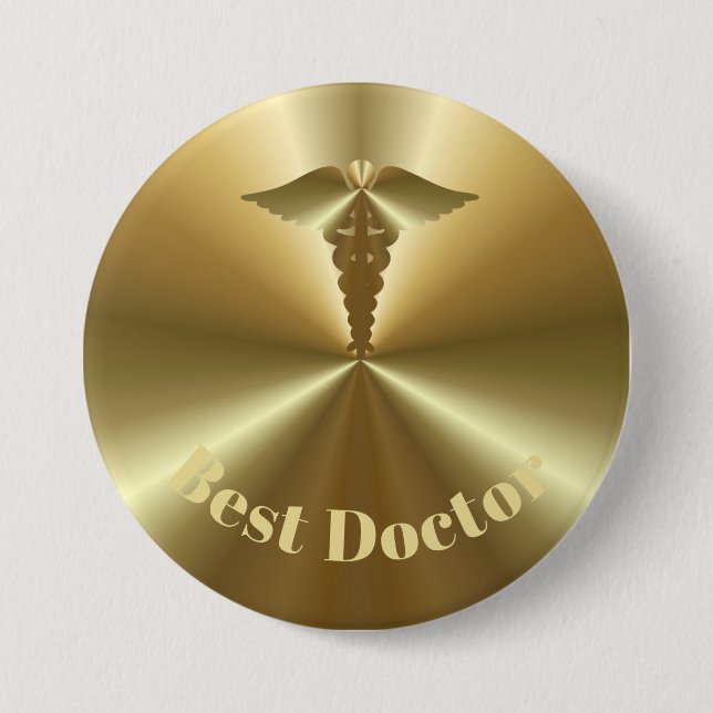 Macaron Rond 7,6 Cm Bouton d'or du meilleur médecin (Devant)