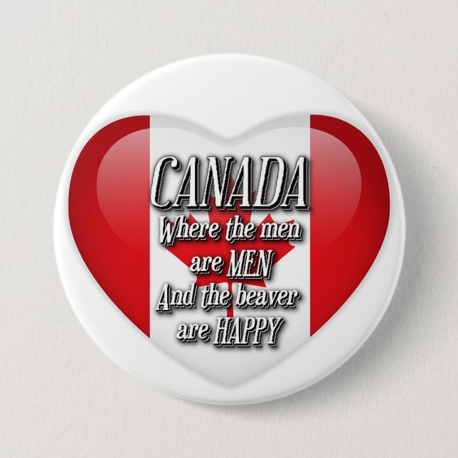 Macaron Rond 7,6 Cm Bouton Drapeau cardiaque de l'Humour Canada (Devant)