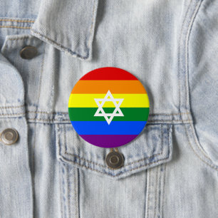 Macaron Rond 7,6 Cm Bouton Drapeau Gay Jewish Pride