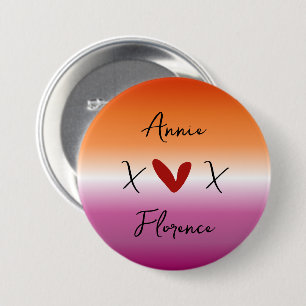 Macaron Rond 7,6 Cm Bouton Drapeau Lesbien Coucher de Soleil X Amour X